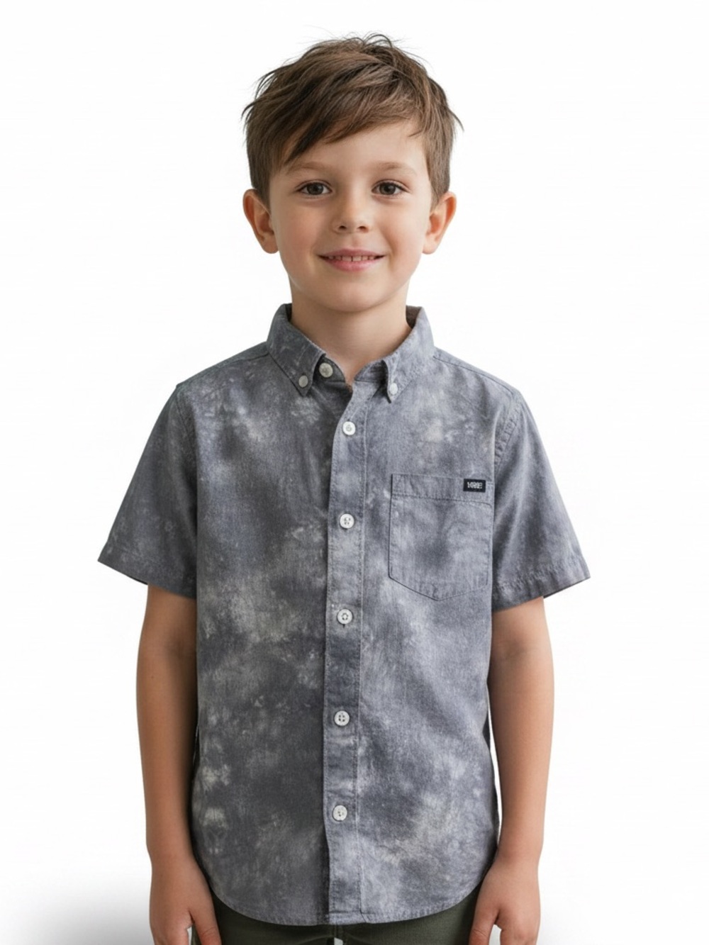 Vans boys Short Sleeve Button-Up Shirt in Gray Tie-Dye